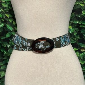 Tanya Lee Design Cloth Floral Belt Blue Brown 45" Long